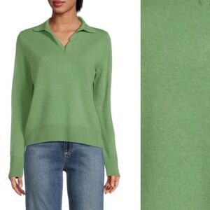 NWT Vince Long Sleeve Sweater Polo in Hemlock Green, size S